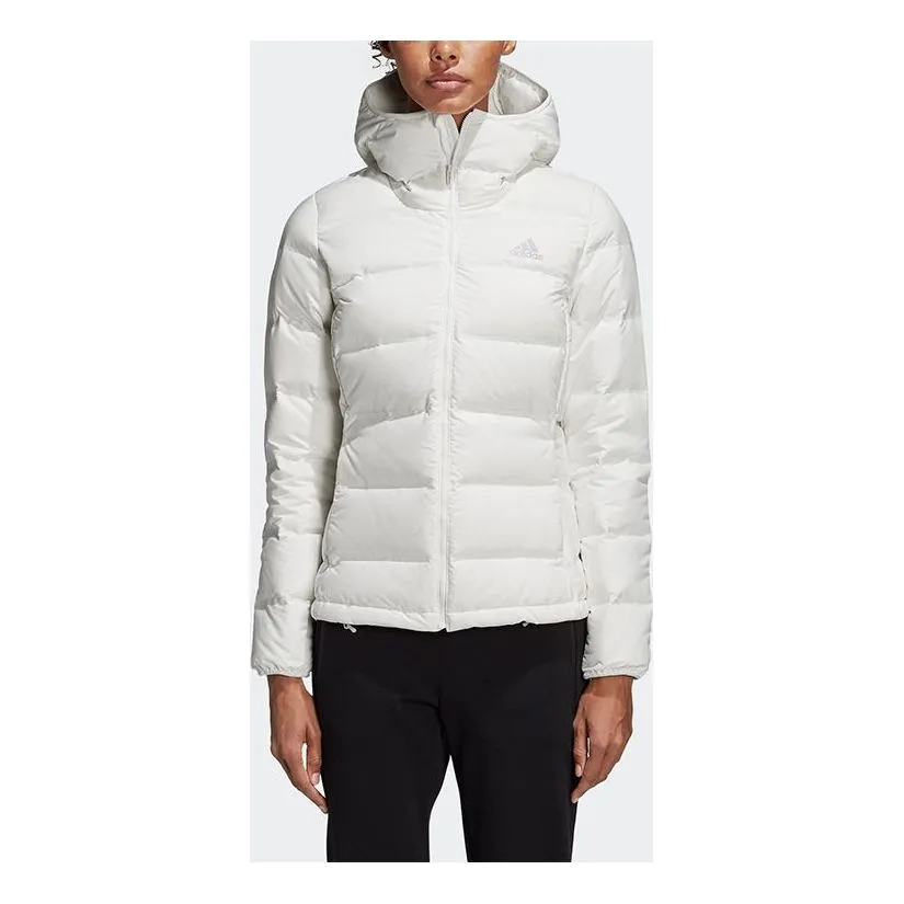 (WMNS) adidas Helionic Hooded Jacket 'White' BQ1927 sold by KicksCrew product image thumbnail 3