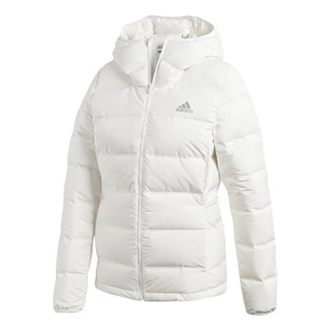 (WMNS) adidas Helionic Hooded Jacket 'White' BQ1927 sold by KicksCrew