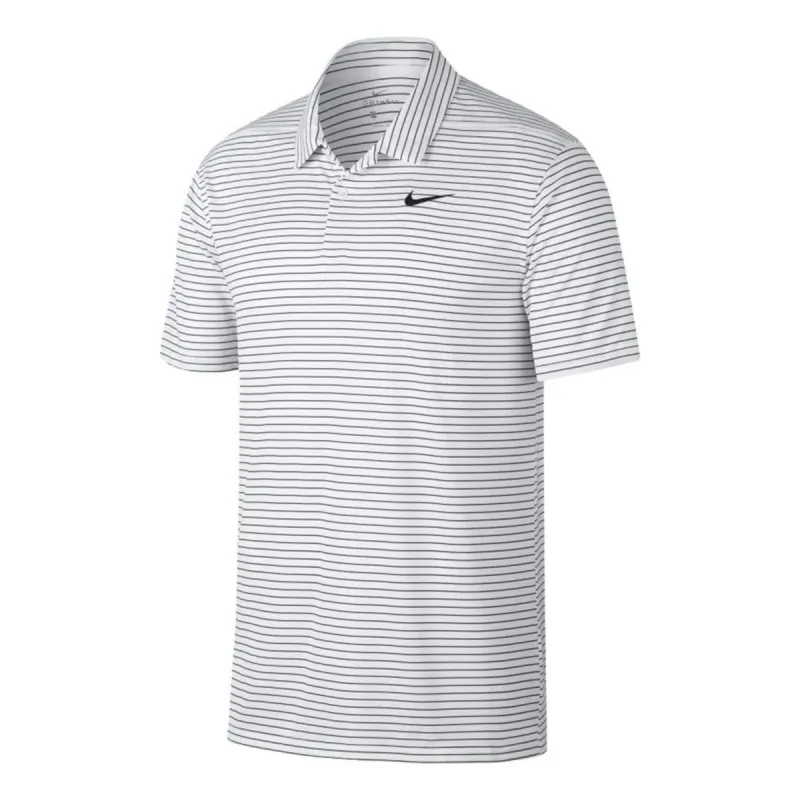 Nike Dri-fit Striped Golf Polo Shirt 'White Black' AJ5482-100 sold by KicksCrew