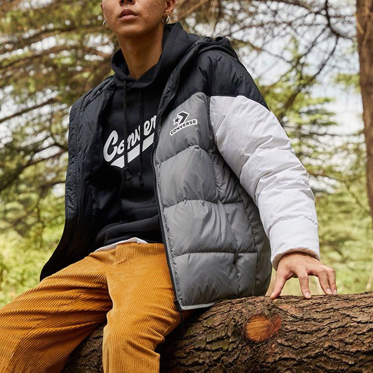 Converse Classic Casual Warm Hooded Down Jacket 'Grey' 10023695-A02 sold by KicksCrew product image thumbnail 4