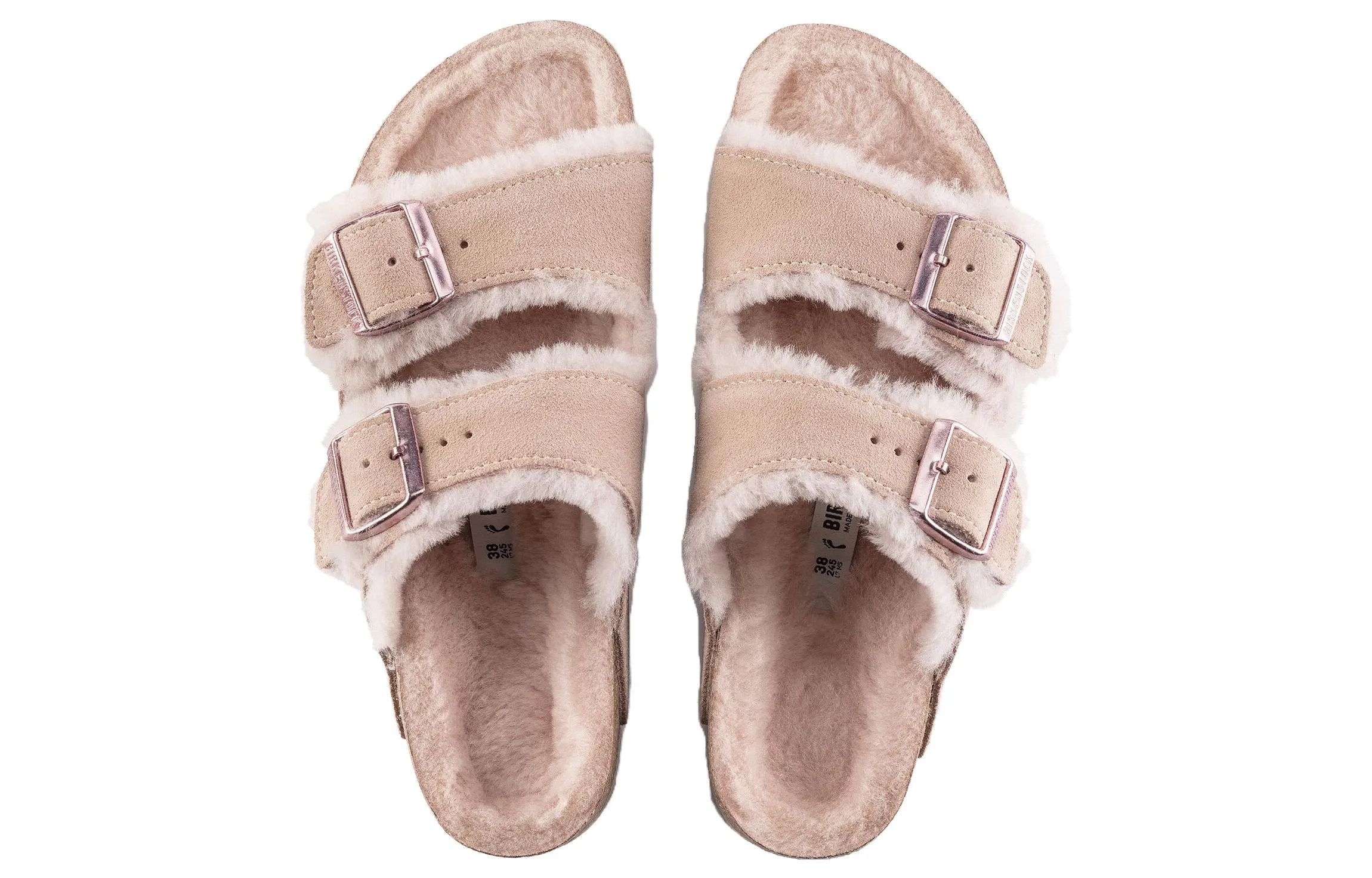 (WMNS) Birkenstock Arizona Shearling Suede Leather Sandals 'Light Rose' 1020389 sold by KicksCrew product image thumbnail 4