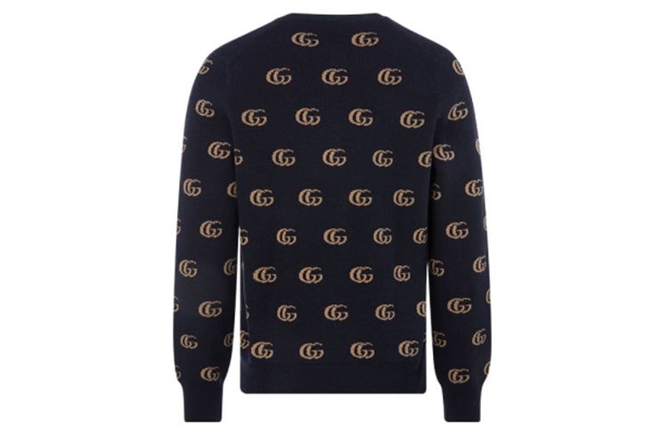Gucci Double G Jacquard Wool V-Neck Sweater 'Navy' 645292-XKBPF-4804 sold by KicksCrew product image thumbnail 2