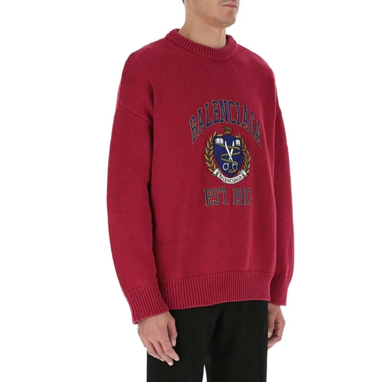 Balenciaga Est. 1917 College Logo Crewneck Sweater 'Red' 675267T32176164 sold by KicksCrew product image thumbnail 4
