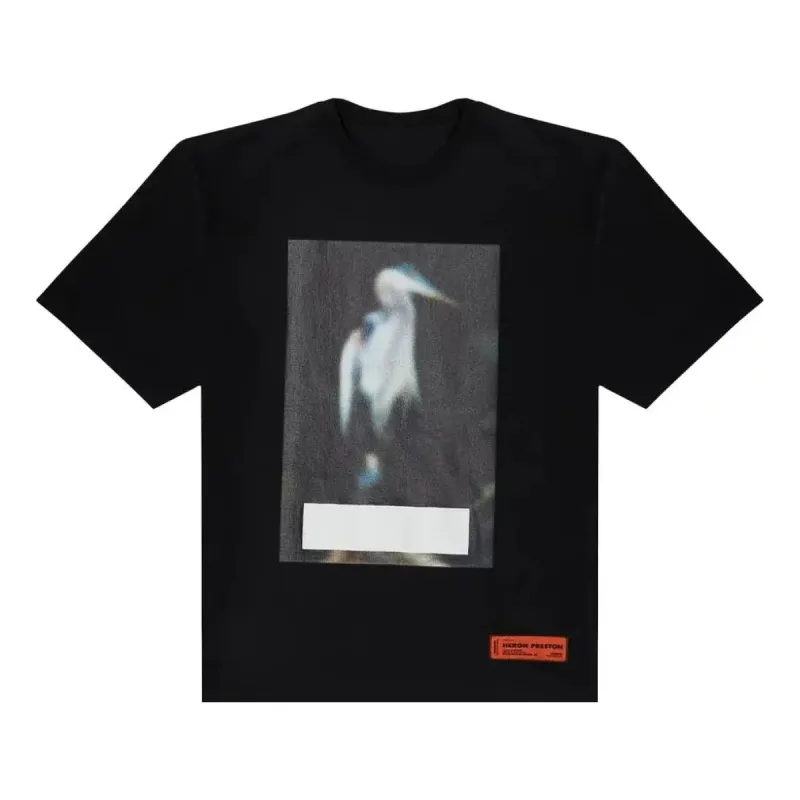 HERON PRESTON FW21 Censored Heron T-shirt 'Black Grey' HMAA026F21JER001-1005 sold by KicksCrew
