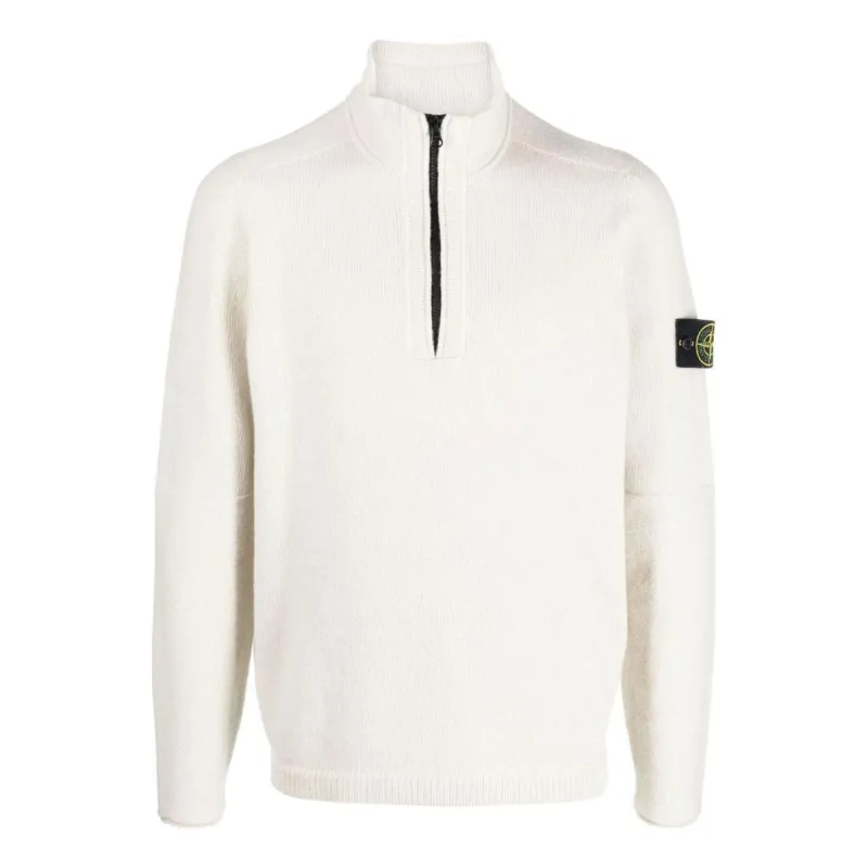 STONE ISLAND Wool Half-zip Sweatshirt 'Beige' 7915529A3-V0097 sold by KicksCrew