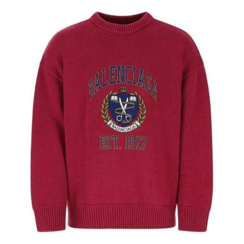 Balenciaga Est. 1917 College Logo Crewneck Sweater 'Red' 675267T32176164 sold by KicksCrew