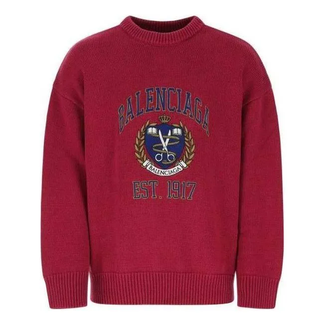 Balenciaga Est. 1917 College Logo Crewneck Sweater 'Red' 675267T32176164 sold by KicksCrew