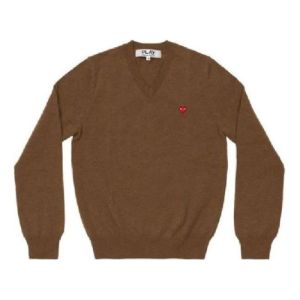 (WMNS) COMME des GARCONS PLAY V-Neck Pullover With Small Red Heart 'Brown' AZ-N077-051-3 sold by KicksCrew