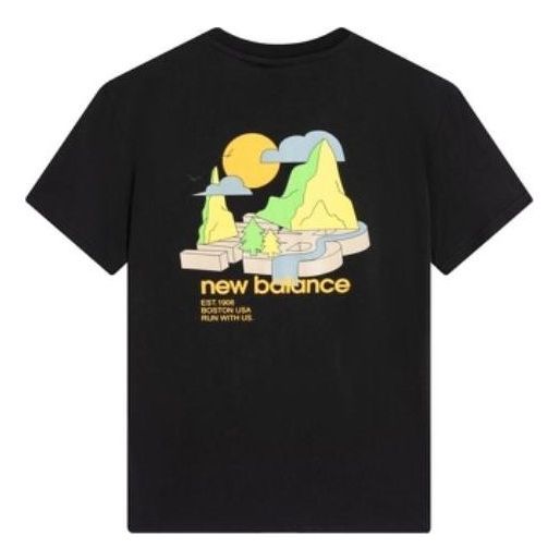 New Balance Graphic Print Tee 'Black Yellow Green' AMT22366-BK sold by KicksCrew