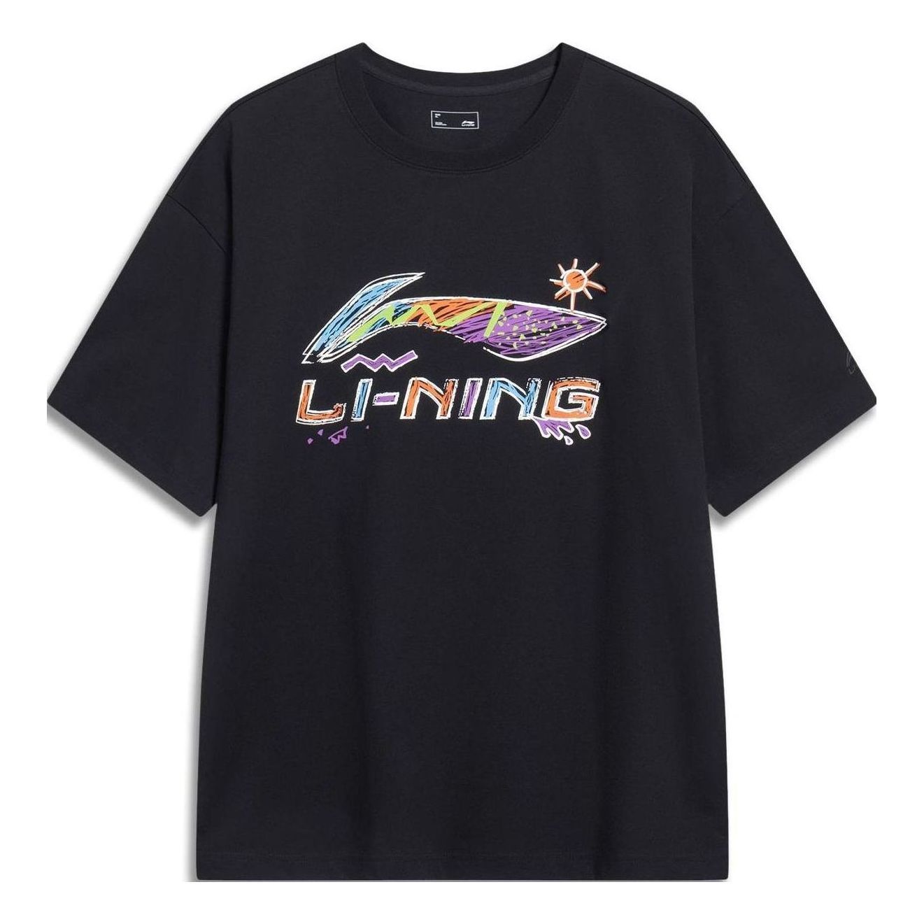 Li-Ning Essential Logo T-shirt 'Black Multi' AHST727-1 sold by KicksCrew