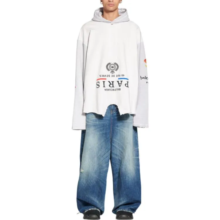 Balenciaga Paris Upside Down Hoodie Oversized 'White' 698156TMVD19000 sold by KicksCrew product image thumbnail 3