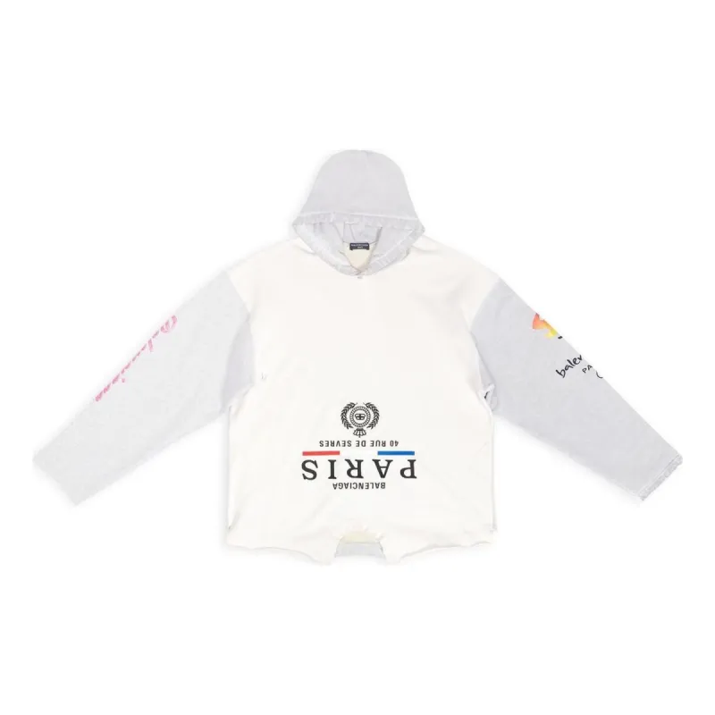 Balenciaga Paris Upside Down Hoodie Oversized 'White' 698156TMVD19000 sold by KicksCrew