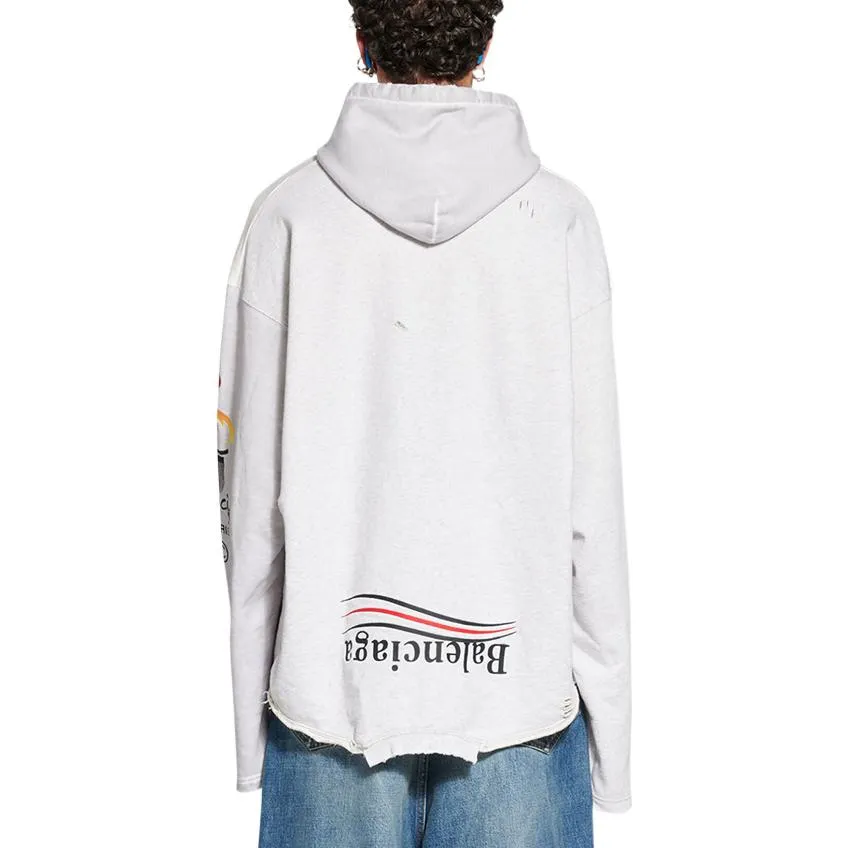 Balenciaga Paris Upside Down Hoodie Oversized 'White' 698156TMVD19000 sold by KicksCrew product image thumbnail 4