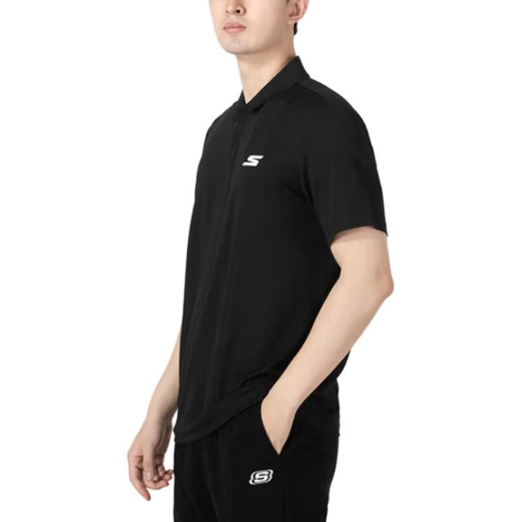 Skechers Classic Logo Polo Shirt 'Black White' P122M053-0018 sold by KicksCrew product image thumbnail 4