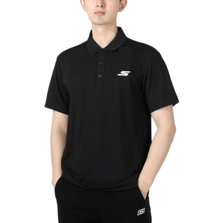 Skechers Classic Logo Polo Shirt 'Black White' P122M053-0018 sold by KicksCrew product image thumbnail 3