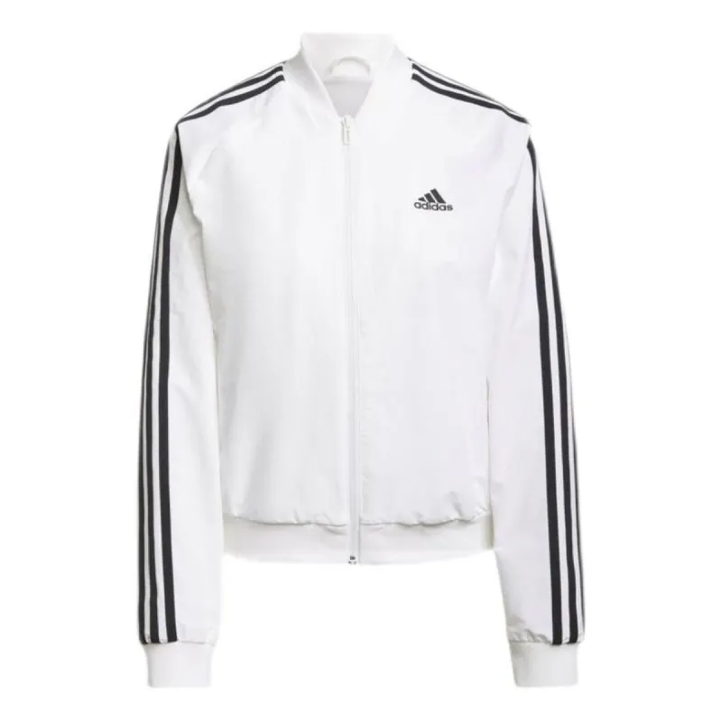 (WMNS) adidas Essentials 3-Stripes Track Jacket Asia Sizing 'White Black' H10180 sold by KicksCrew