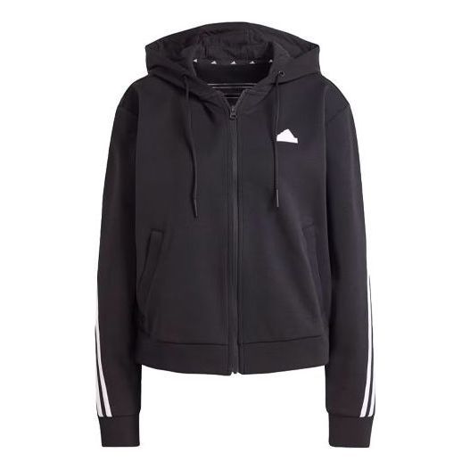 (WMNS) adidas Future Icons 3-Stripes Full Zip Hoodie 'Black' IN9475 sold by KicksCrew
