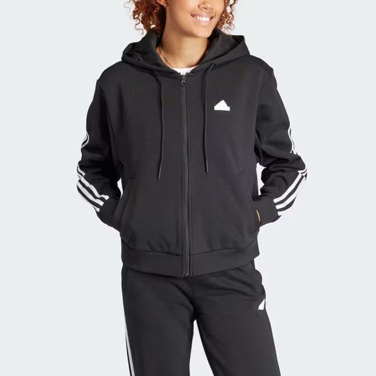 (WMNS) adidas Future Icons 3-Stripes Full Zip Hoodie 'Black' IN9475 sold by KicksCrew product image thumbnail 3