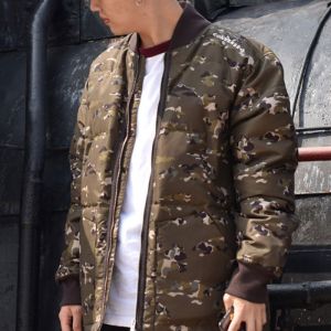 Converse Printed Camo Mid Stand Collar Down Jacket 'Camo Green' 10018124-A01 sold by KicksCrew
