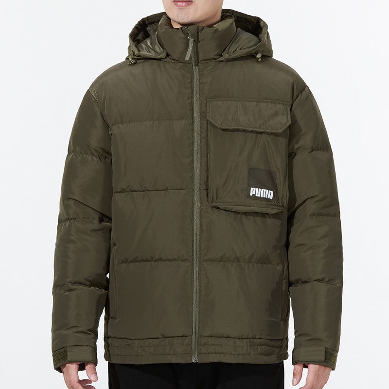 Puma Hoodie Loose Down Jacket 'Olivegreen' 532915-44 sold by KicksCrew product image thumbnail 3