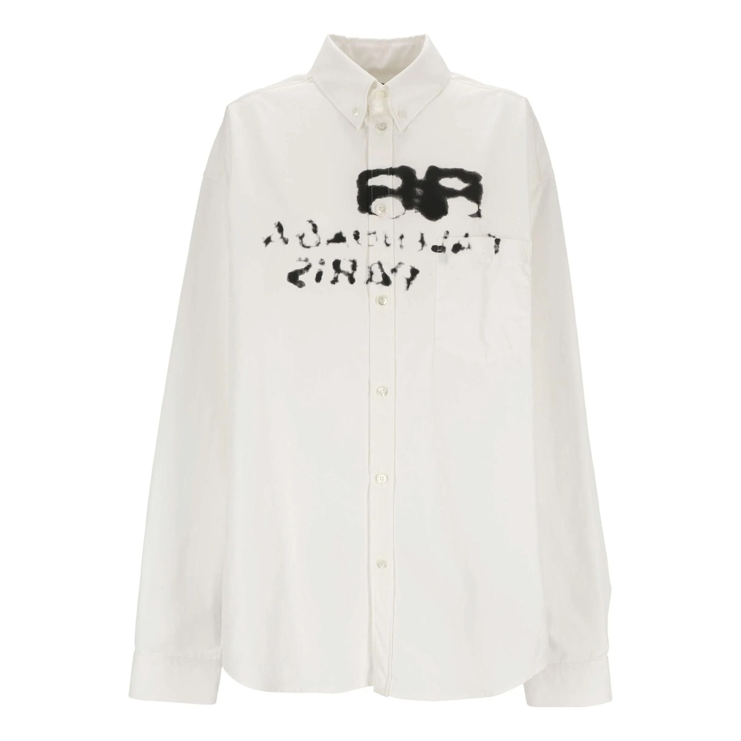 Balenciaga Hand-Drawn BB Long Sleeve Shirt Oversized 'White' 725722TYB189000 sold by KicksCrew