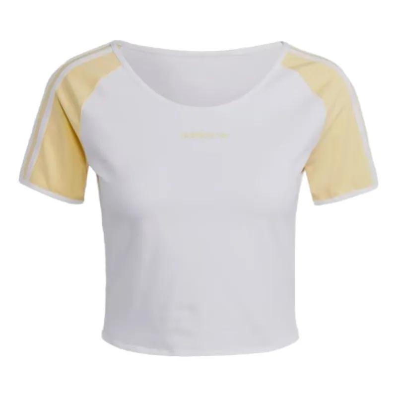 (WMNS) adidas originals Logo Short T-Shirts 'White Yellow' IT8152 sold by KicksCrew