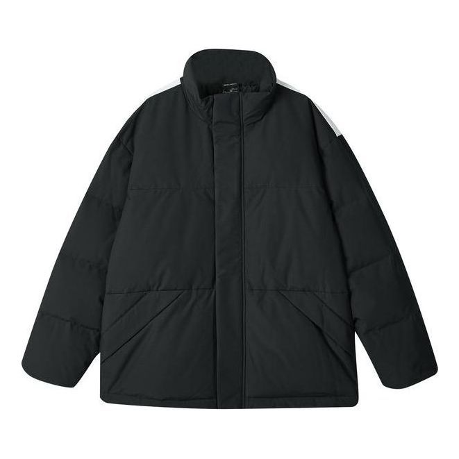 Skechers Sport Lifestyle Series Letter Printed Zip-up Down Jacket 'Black White Green' L423M087-0018 sold by KicksCrew