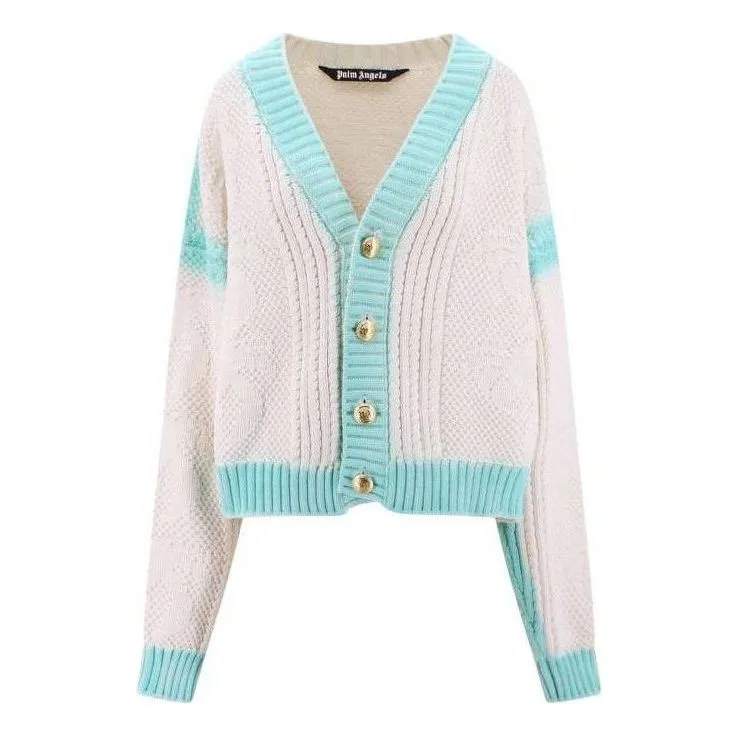 Palm Angels Sprayed Palm Cardigan 'Off White' PMHB014S23KNI0010340 sold by KicksCrew