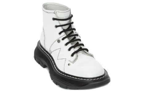 (WMNS) Alexander McQueen Tread Slick Boot 'Ivory Black' 595469WHQSG9089 sold by KicksCrew