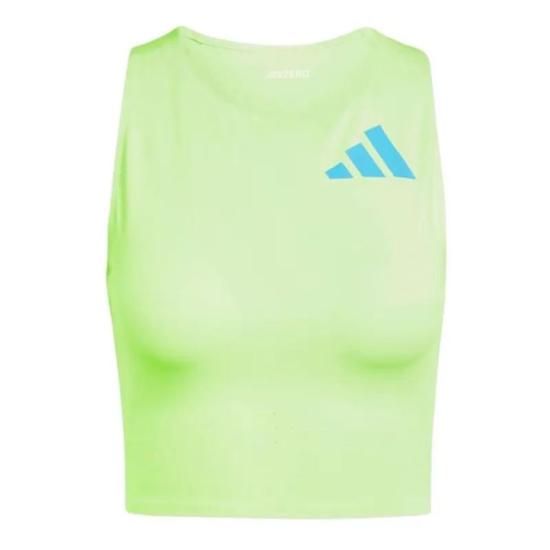 (WMNS) adidas Adizero Road to Records Crop Top 'Lucid Lemon' IT5774 sold by KicksCrew