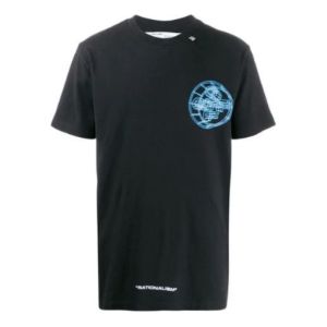 Men's Off-White Logo Printing Short Sleeve Black T-Shirt OMAA027R201850031088 sold by KicksCrew