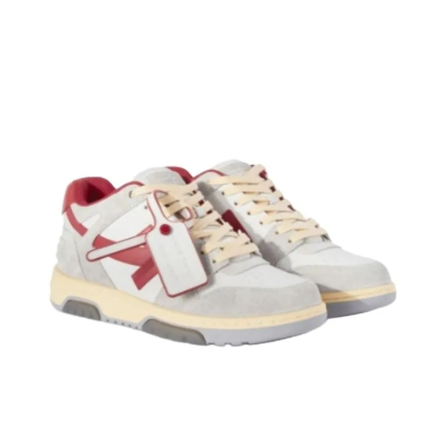 Off-White Out Of Office Leather Sneakers 'Grey White Red' OMIA189S24LEA0110525 sold by KicksCrew product image thumbnail 3