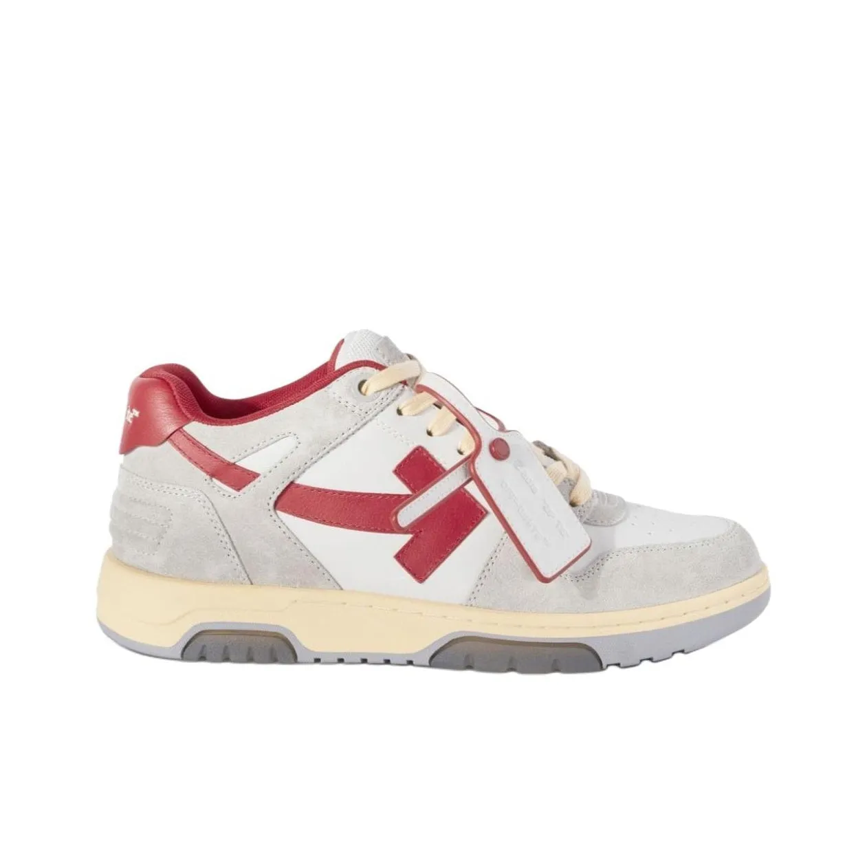 Off-White Out Of Office Leather Sneakers 'Grey White Red' OMIA189S24LEA0110525 sold by KicksCrew product image thumbnail 2