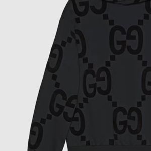 Gucci GG Flocked Print Cotton Fleece Sweatshirt 'Black' 768499-XJF37-1868 sold by KicksCrew