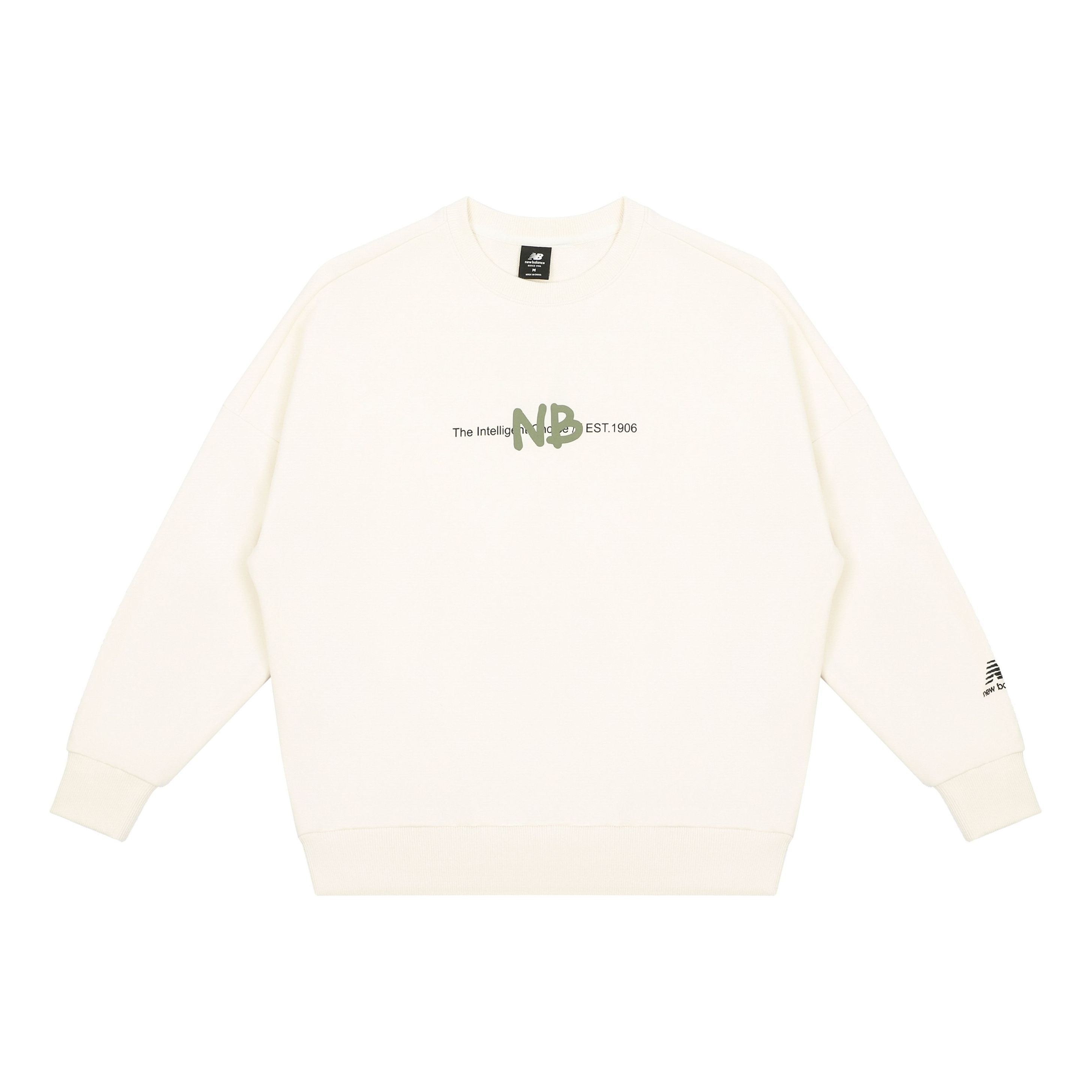 New Balance Logo Print Sweatshirt 'White Green' AMT13365-IV sold by KicksCrew