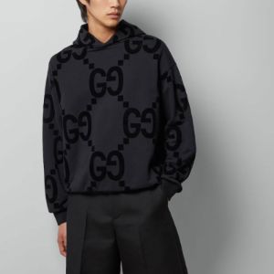 Gucci GG Flocked Print Cotton Fleece Sweatshirt 'Black' 768499-XJF37-1868 sold by KicksCrew