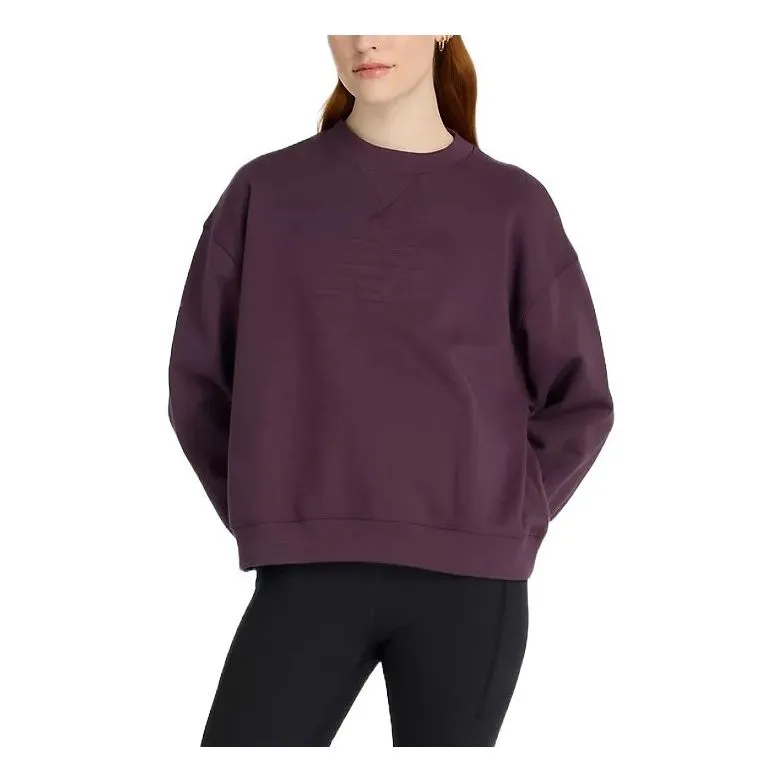 (WMNS) New Balance Embossed Logo French Terry Crewneck Sweatshirt 'Plum Brown' WT43535-PLN sold by KicksCrew