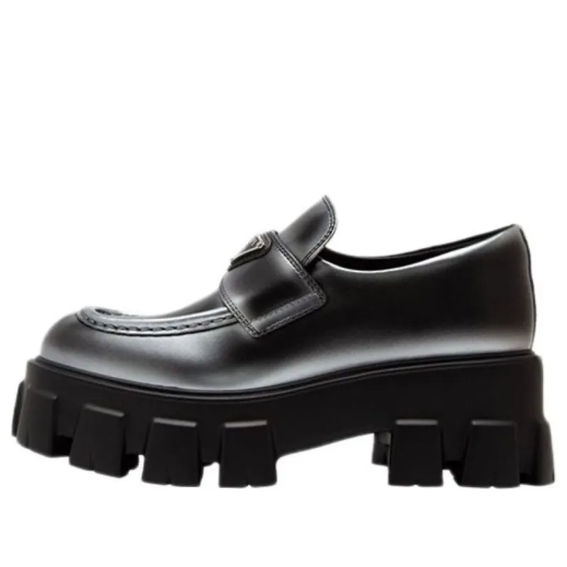 (WMNS) PRADA Monolith Brushed Leather Loafers 'White Spray Black' 1D649M_3LMH_F0I89_F_B055 sold by KicksCrew