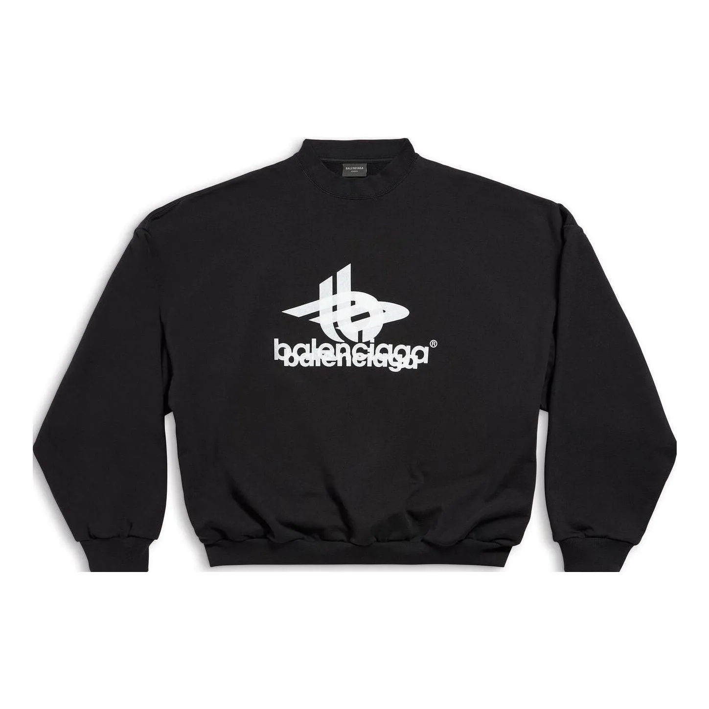 Balenciaga Layered Sports Round Sweatshirt 'Black White' 767860TPVF31070 sold by KicksCrew