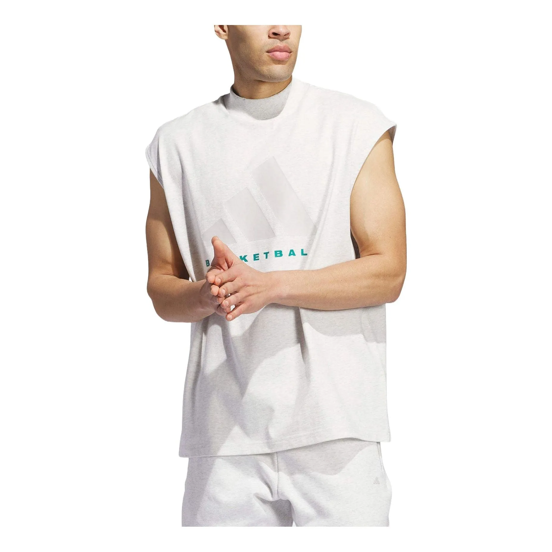 adidas Basketball Sleeveless T-shirt Asia Sizing 'Light Grey' JI9120 sold by KicksCrew