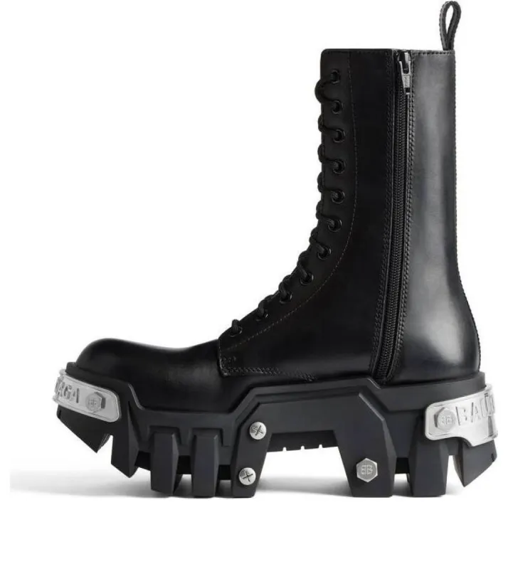 Balenciaga Bulldozer Lace Up Boots 'Black Matte Smooth Calfskin' 672502WBCQ11081 sold by KicksCrew