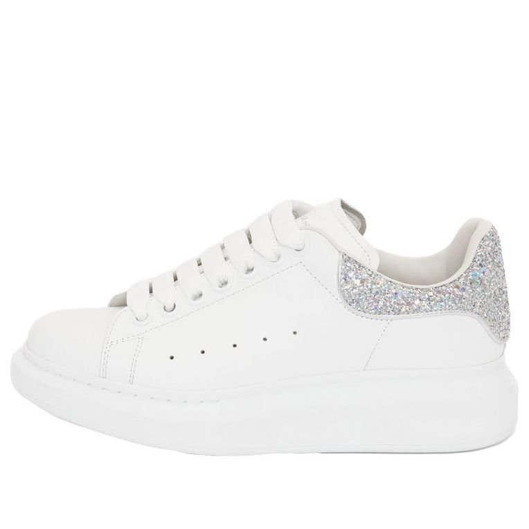 (WMNS) Alexander McQueen Oversized Sneaker 'White Holo Silver' 558945WHTQI9413 sold by KicksCrew