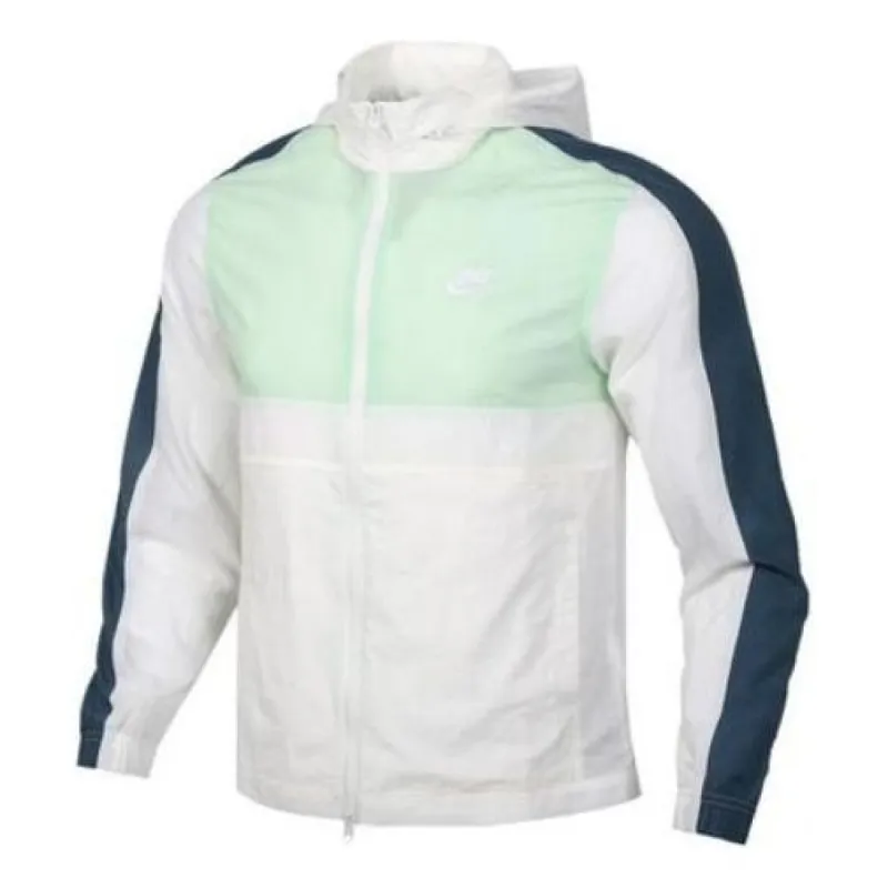 Nike Sportswear Woven Logo Stowaway Hood Jacket 'Green White' CU4310-133 sold by KicksCrew