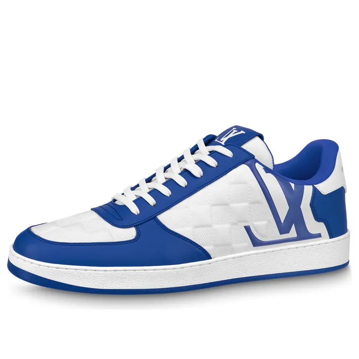 LOUIS VUITTON Rivoli Sneakers 'White Plaid with Blue Side Logo' 1ABFEX sold by KicksCrew