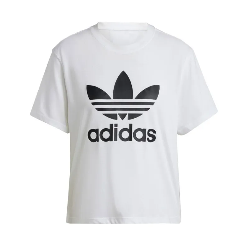 (WMNS) adidas Adicolor Trefoil Boxy T-Shirt 'White Black' IN8441 sold by KicksCrew