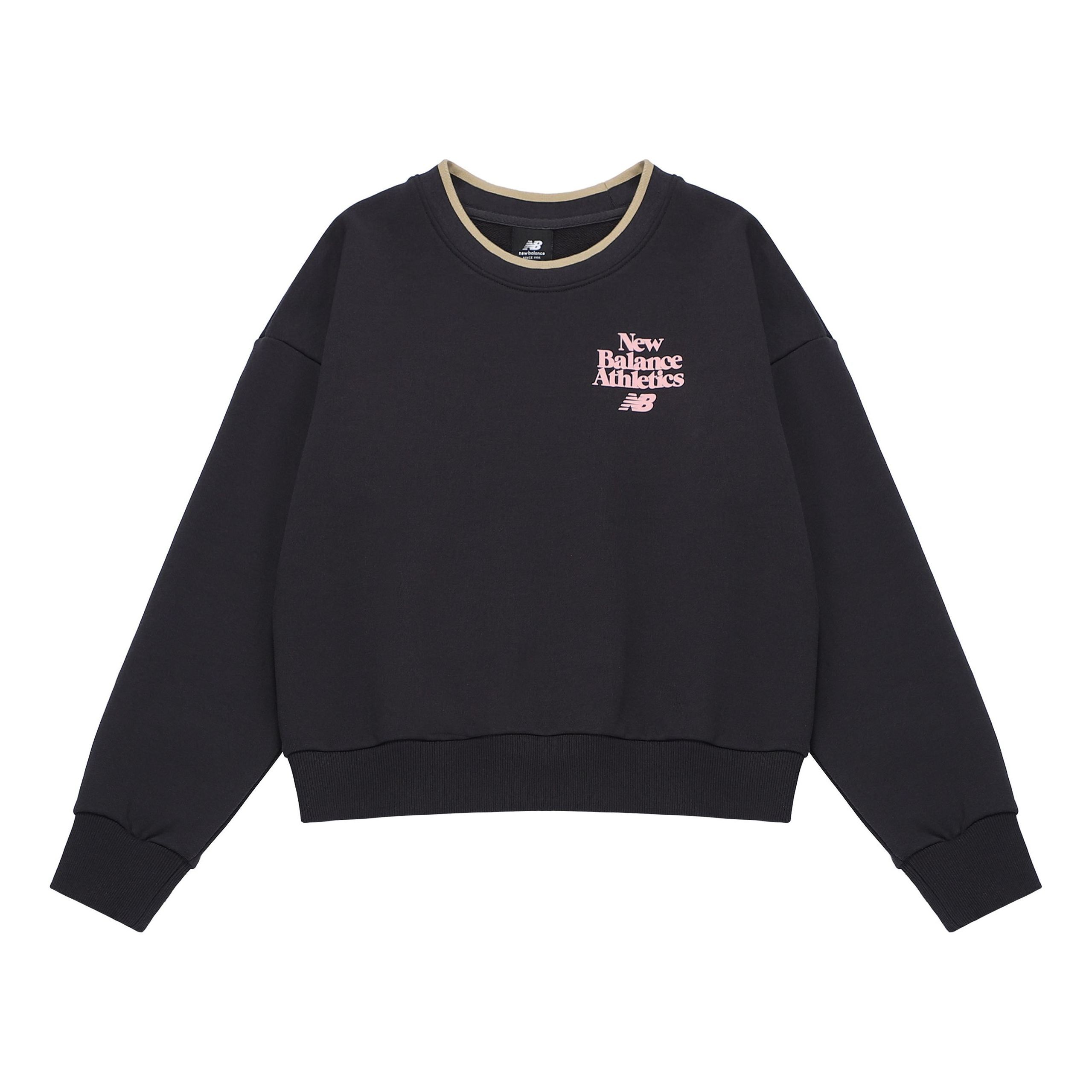 (WMNS) New Balance Athletics 70s Crewneck Sweatshirt 'Black Pink' AWT23552-PHM sold by KicksCrew