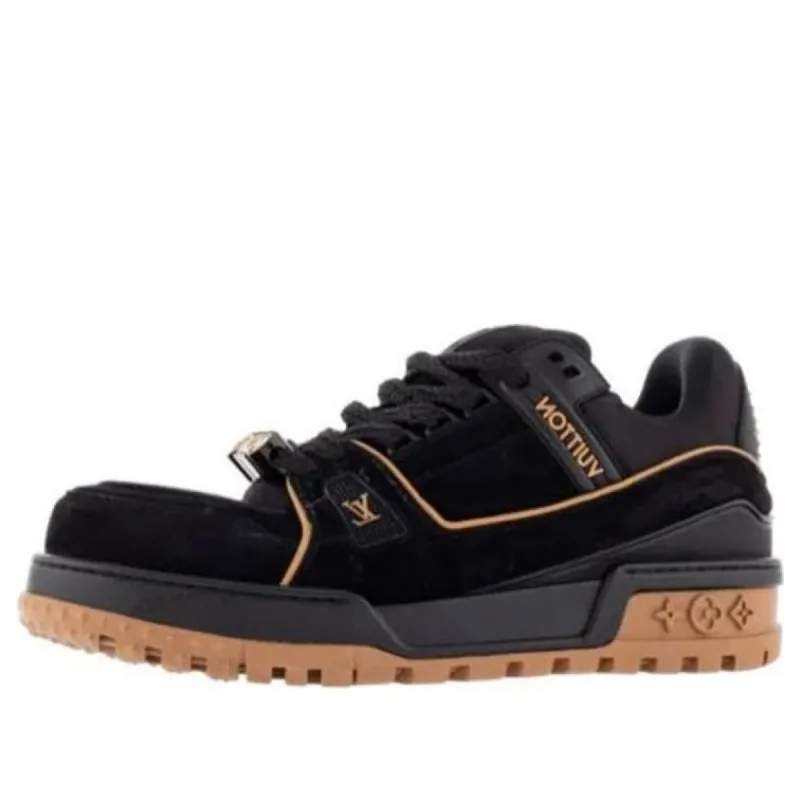 LOUIS VUITTON Trainer Maxi Sneakers 'Black Suede' 1ABM30 sold by KicksCrew
