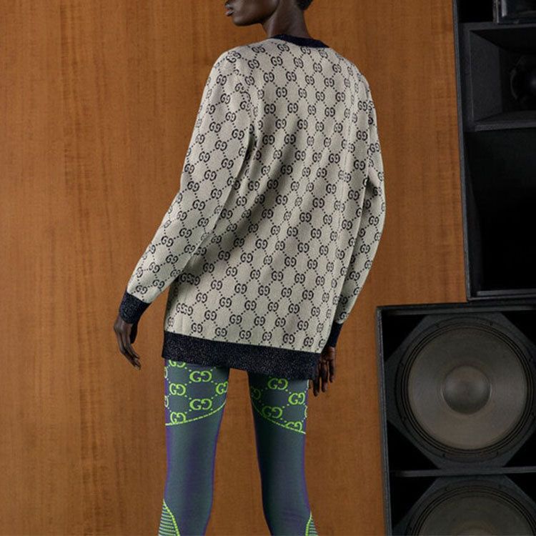 (WMNS) GUCCI GG cotton jacquard cardigan 'Ivory Blue' 692727-XKB54-9071 sold by KicksCrew product image thumbnail 4