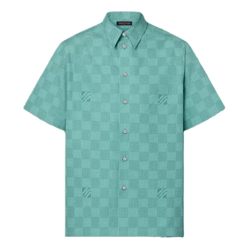 LOUIS VUITTON Printed Cotton Shirt 'Teal' 1AFQXX sold by KicksCrew