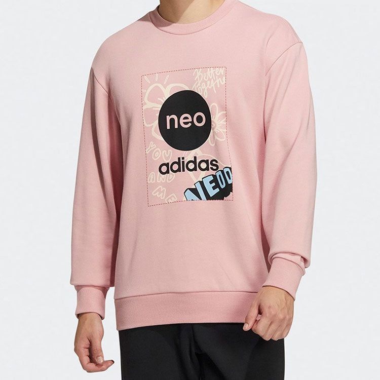 Adidas Neo Logo Printing Round Neck Long Sleeves Pullover Couple Style 'Pink' HM7434 sold by KicksCrew product image thumbnail 2
